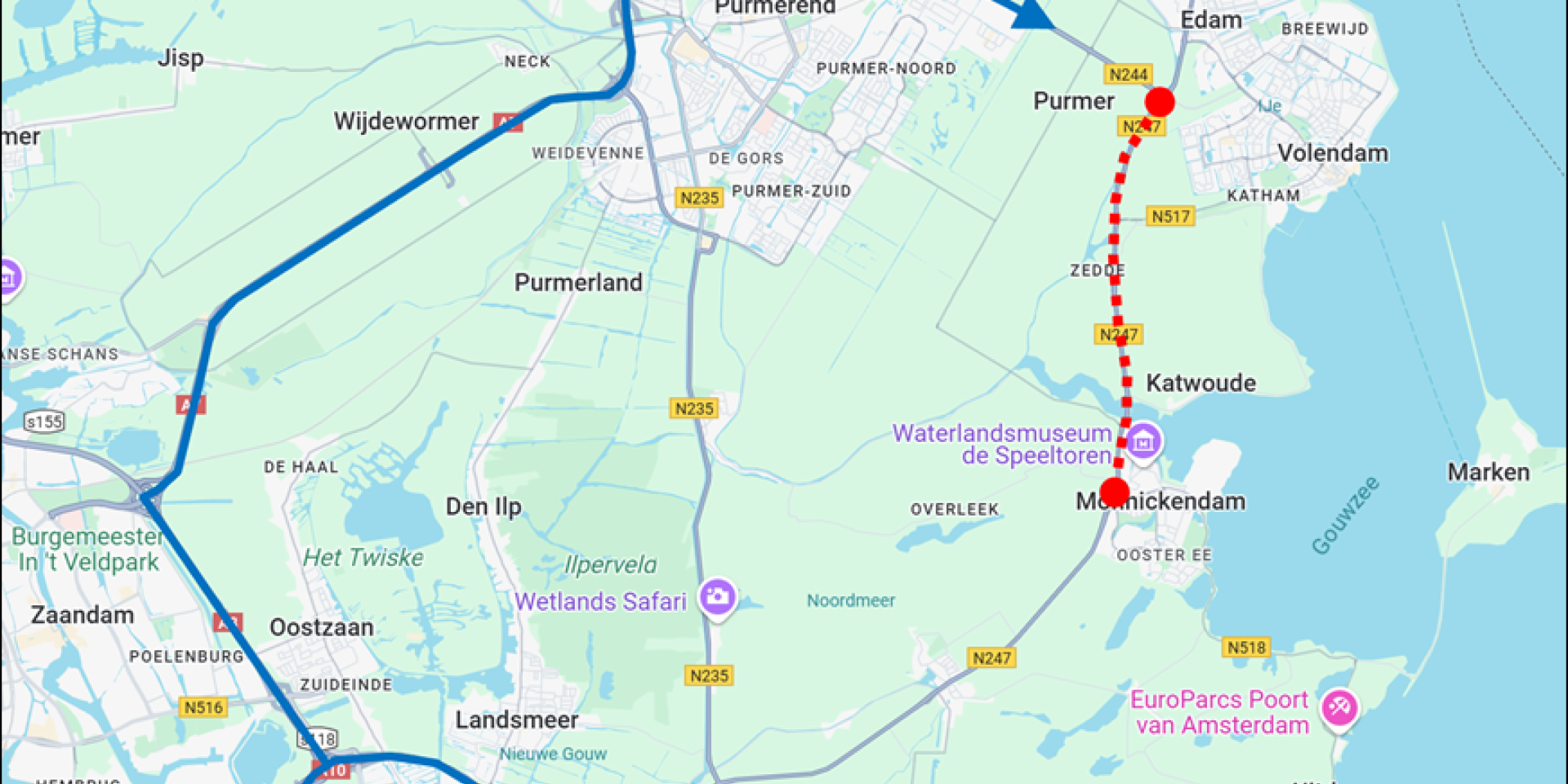 Wegafsluitingen N247 in september en oktober